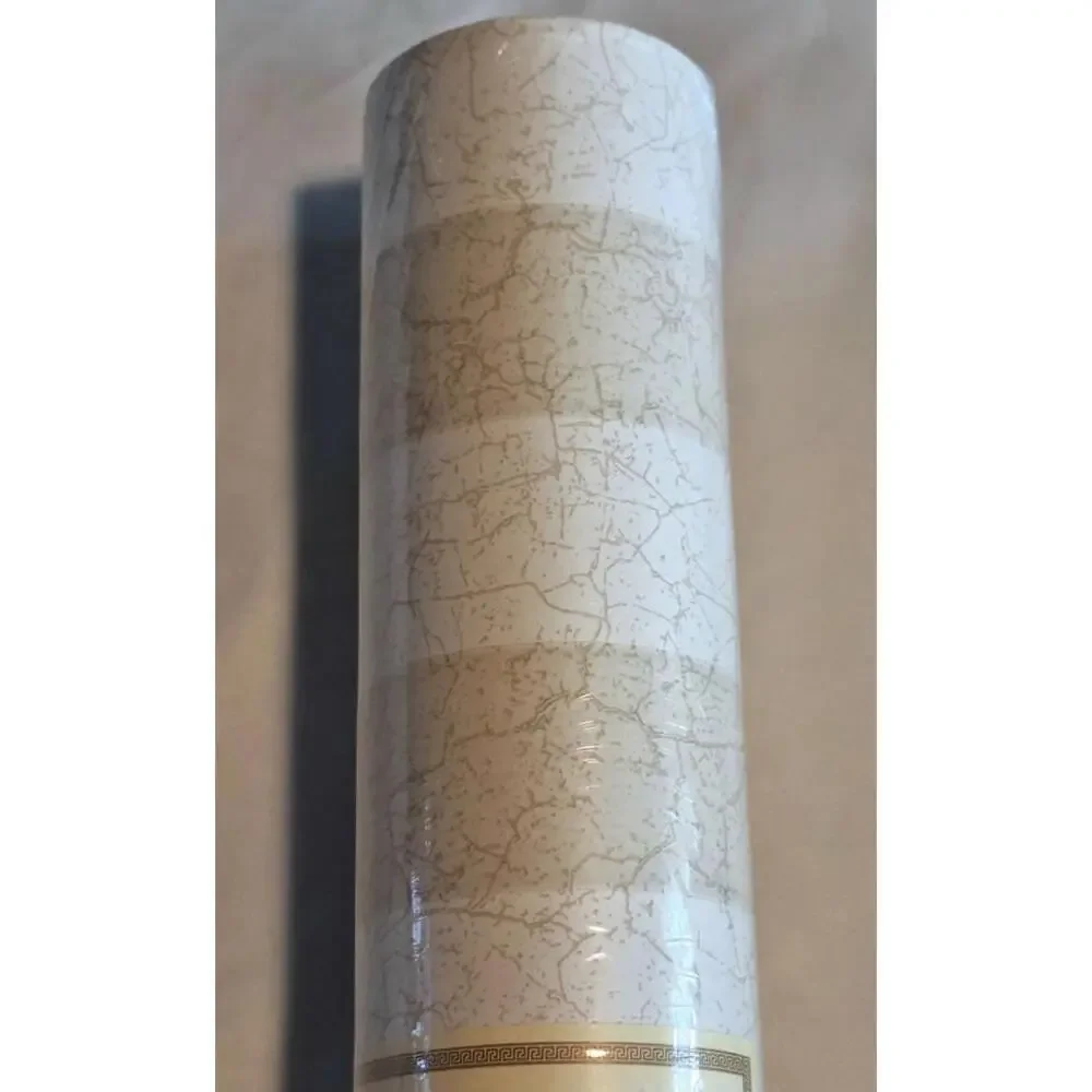 2 Double Rolls York Prepasted Wallpaper Tan/Beige Stripes w/Crackling  56ft Per